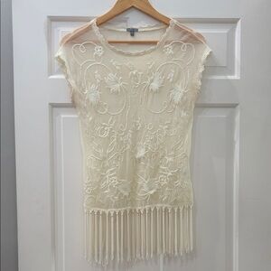 Charlotte Russe Cream Floral Embroidered Blouse